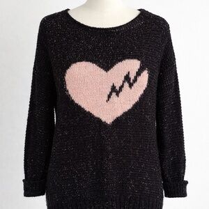 Cute Black and Blush Pink Heart Sweater